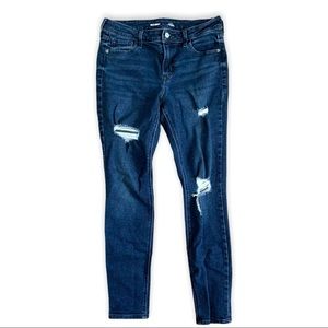 Old Navy Dark Blue Distressed Skinny Jeans